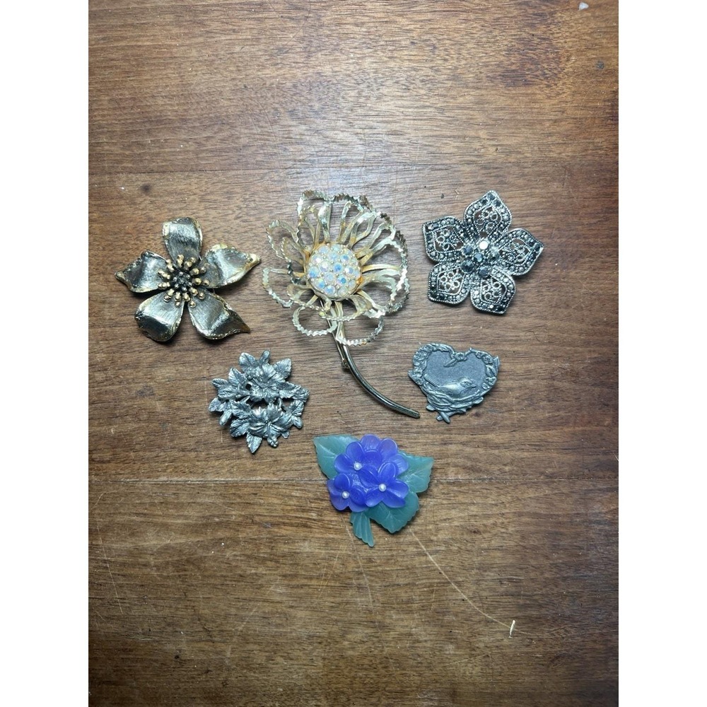 Vtg Floral Brooch Lot Hippy Chic Cottage Core Nature 80s 90s